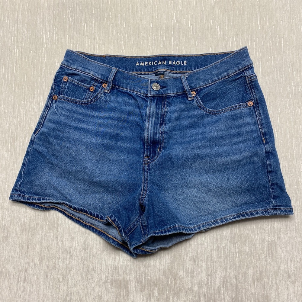American Eagle Strigid Relaxed Shorts Womens 8 Blue Denim High Rise 3in Inseam